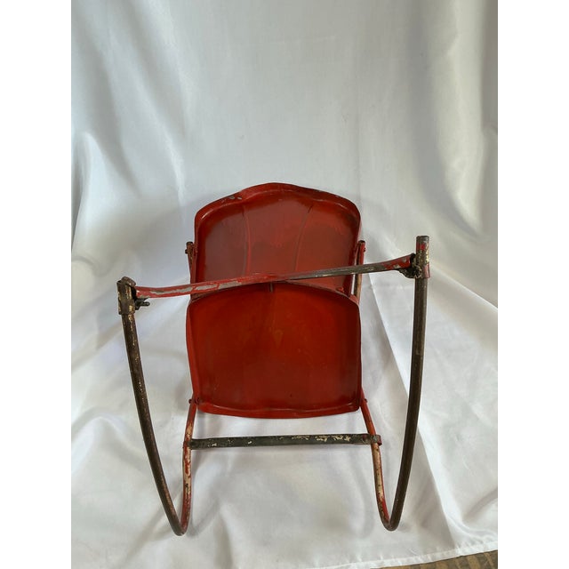 Rare Vintage John Gordon Rideout Red Clamshell Metal Child's Chair For Sale - Image 6 of 11