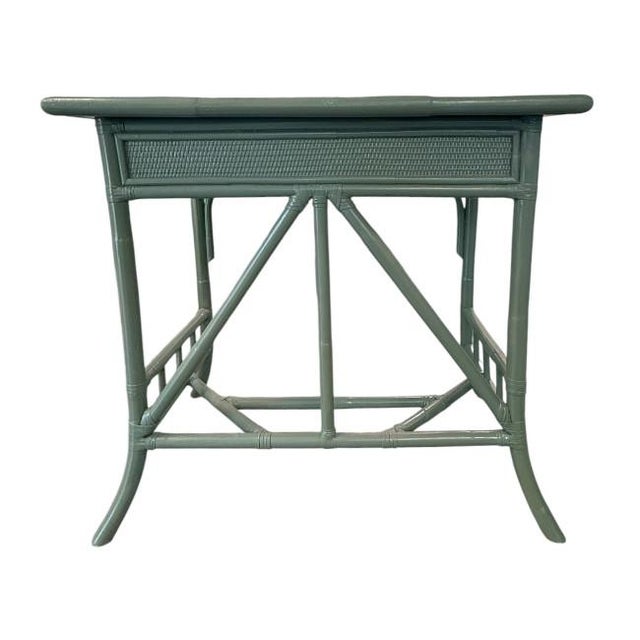 Pair of Vintage Painted Rattan Side Tables / Nightstands With Drawers For Sale - Image 4 of 8