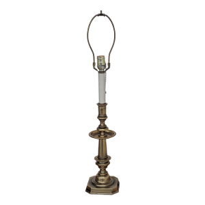 Vintage Hollywood Regency Solid Brass Candlestick Table Lamp