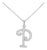 18K White Gold Diamond "P" Initial Pendant Slide Necklace Estate For Sale