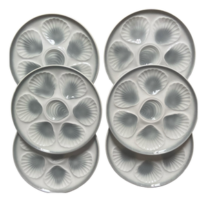 Vintage French Majolica Oyster Plates from Orchies Moulin des Loups, 1960s, Set of 6