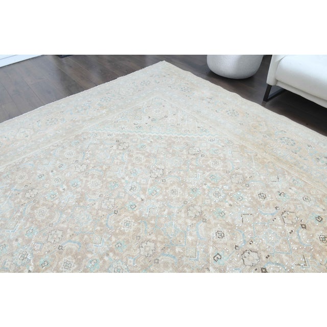 Textile 1970s Vintage Persian Handmade Wool Cotton Light Beige Area Rug For Sale - Image 7 of 11