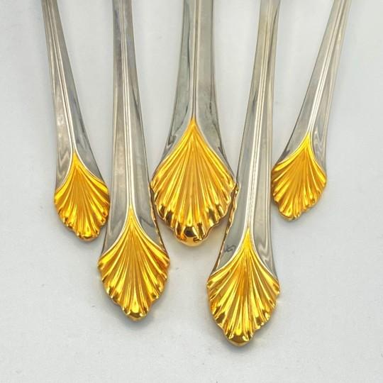 Yamazaki "Monique Gold" Gold Accent Stainless Flatware Set - 61 Pieces (Service for 12 With Storage Case) Vintage 1980's/1990's For Sale In Philadelphia - Image 6 of 18