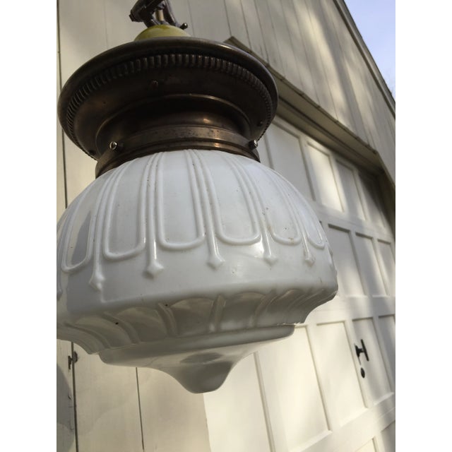 American Vintage Industrial Gas Fixture With Shade For Sale - Image 3 of 9