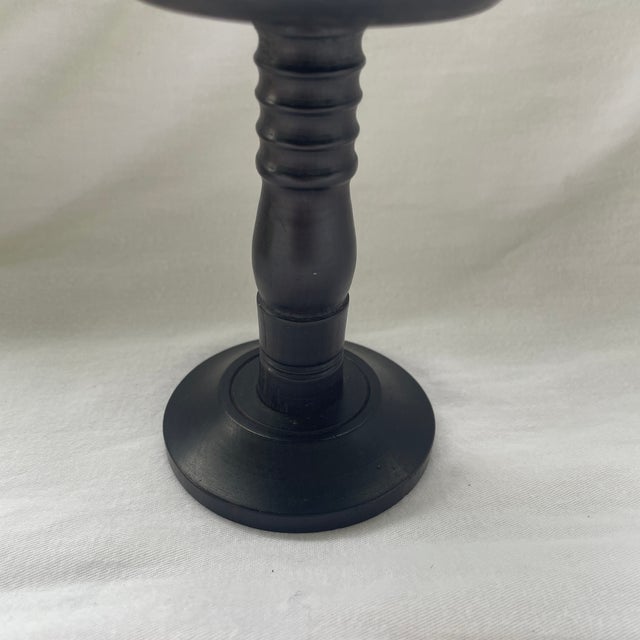 Vintage Ebony Hand Turned Candlestick For Sale - Image 4 of 6