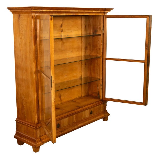 Wood Antique Austrian Cherry Wood Biedermeier Display Library Cabinet Bookcase 1840 For Sale - Image 7 of 12