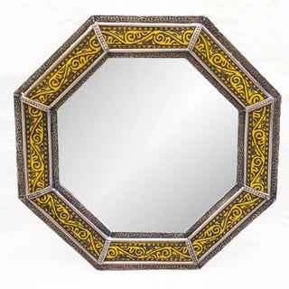 Early 21st Century Kasbah Octagonal Moroccan Metal Inlaid Mirror For Sale