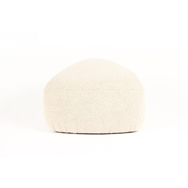 Mid-Century Modern Custom Morro Triangular Ottoman Footstool — Stone Bouclé — White Oak For Sale - Image 3 of 6