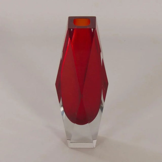 Glass Red Murano Submerged Vase by Luigi Mandruzzo, 1960s For Sale - Image 7 of 9