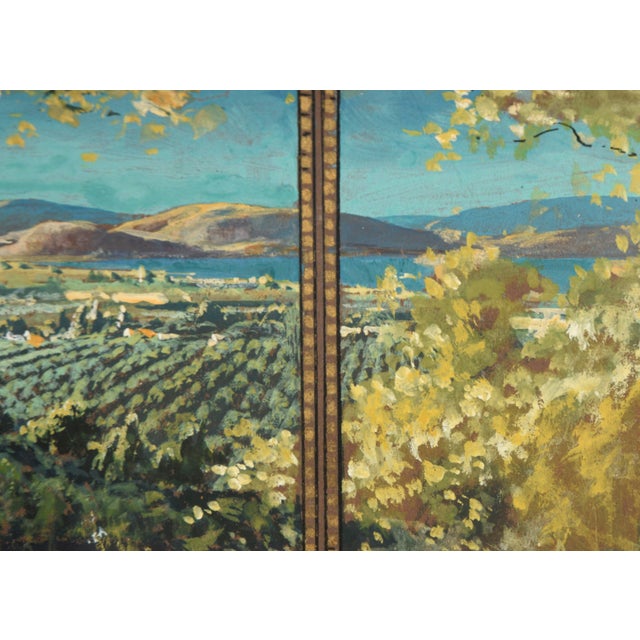Early 20th Century Looking Out Over the Vineyards, Early 20th Century Landscape Panorama by California School For Sale - Image 5 of 9