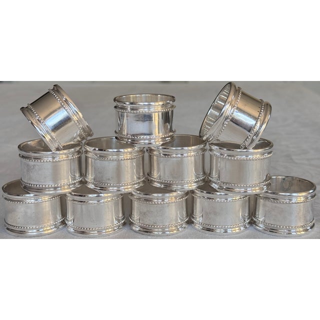 Late 20th Century Vintage Silver Plated Napkin Rings - Set of 12, Polished For Sale - Image 5 of 7