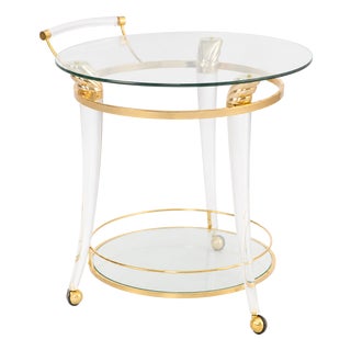 Vintage Bar Trolley in Brass and Glass by Maison Charles for Maison Charles, 1970s For Sale