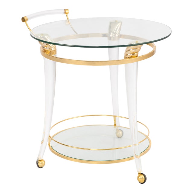 Vintage Bar Trolley in Brass and Glass by Maison Charles for Maison Charles, 1970s For Sale