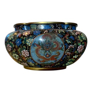 Vintage Cloisonné Dragon Planter For Sale