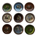 Mid-Century Swiss Folk Art Studio Pottery Wall Plates by Mw Thun - Set of 9 For Sale
