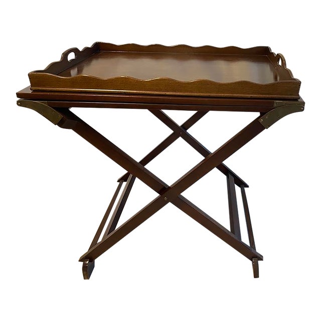 Baker Furniture "The Party Butler" Mahogony Tray Table For Sale