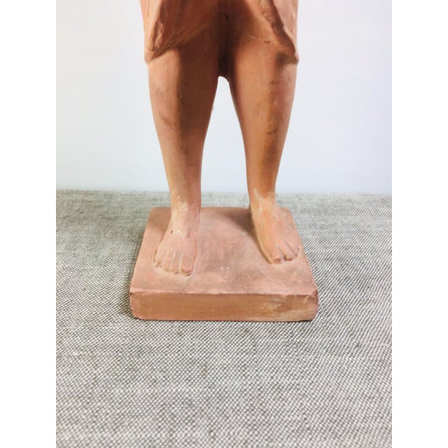 Modern Terracotta Female Figurine with Flowers from László Deák, 1960s For Sale - Image 6 of 10