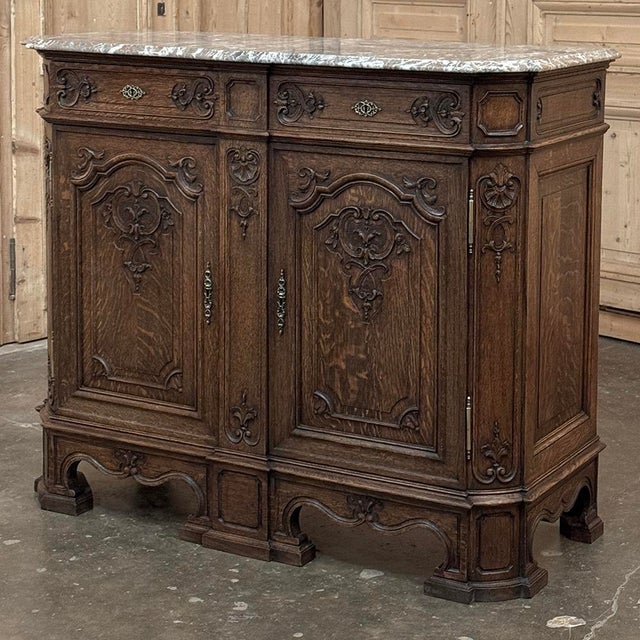 19th Century Belgian Liégeoise Oak Buffet With Saint-Remy Marble Top For Sale - Image 4 of 18