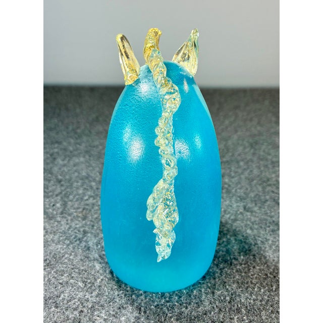 Figurative Mid 20th Century Aqua Blue Murano Art Glass Horse Head Paperweight For Sale - Image 3 of 7