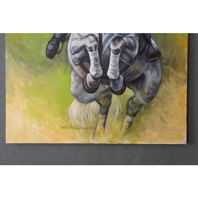 Bright Green British Equestrian Horse Race or Fox Hunt Painting by Sheila Somersville For Sale - Image 8 of 12
