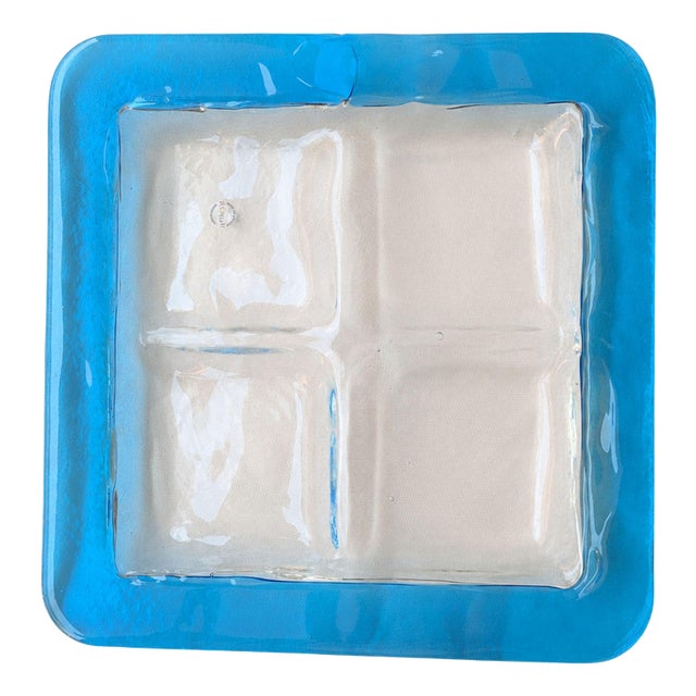 Centerpiece Tray in Blue Murano Glass from Venini, 1970s For Sale