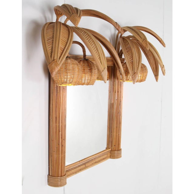 Illuminated Rattan Mirror For Sale - Image 9 of 18