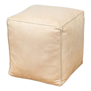 Beige Leather Ottoman