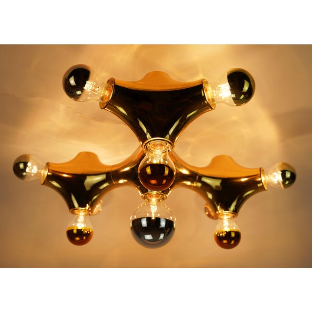 1970s Space Age Sputnik Gemini Ceiling Light in Gold-Colored Plastic from Cosack Leuchten, 1970s For Sale - Image 5 of 18