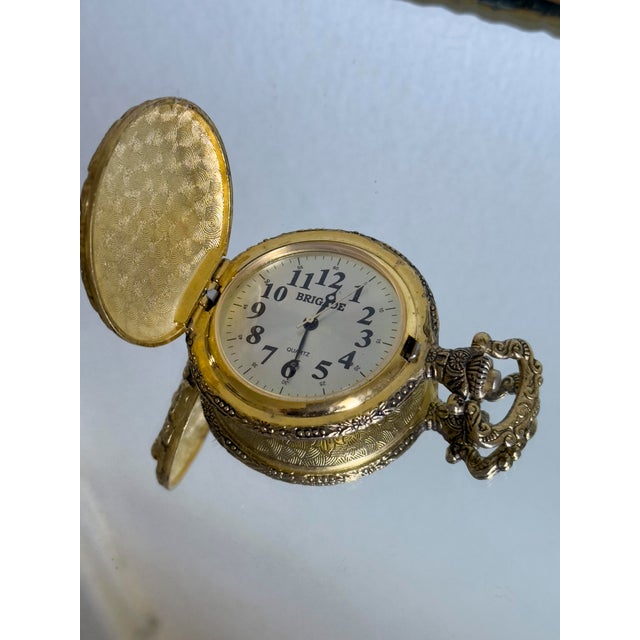 Gold Vintage Mid-20th Century Equestrian Style Brigade Brass PocketWatch For Sale - Image 8 of 12