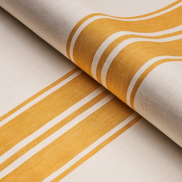 Contemporary Sample - Schumacher x Mark D. Sikes Brentwood Stripe Fabric in Yellow For Sale - Image 3 of 4