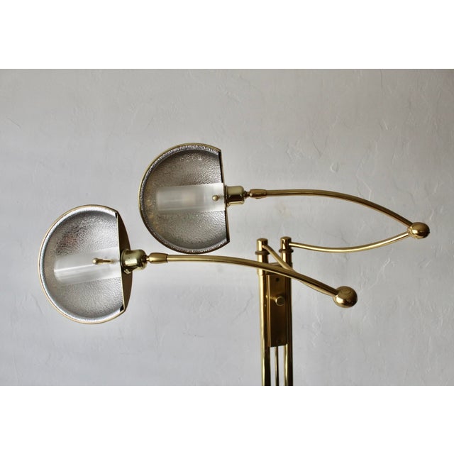1980s Postmodern Adjustable Two Light Brass Floor Lamp by Holtkoetter Luechten For Sale - Image 12 of 17