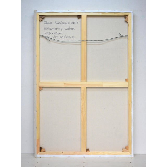 Textile Shimmering Water. Original Modern Hand Painting For Sale - Image 7 of 11