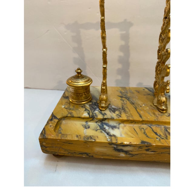 Siena Marble and Ormolu Double Inkstand Late 19th Century For Sale - Image 4 of 10