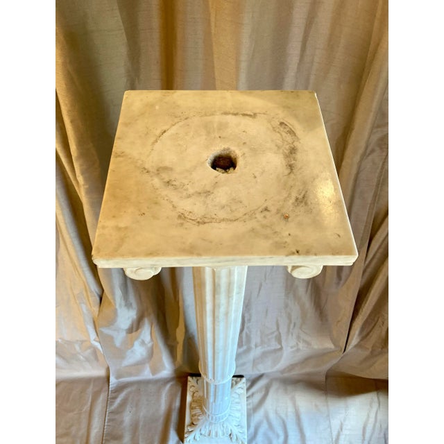 Edwardian Hand Carved Marble Pedestals For Sale - Image 6 of 6