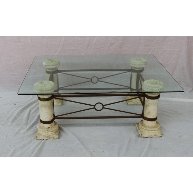 Postmodern Rectangular Coffee Table with Crystal Glass Top For Sale - Image 6 of 8
