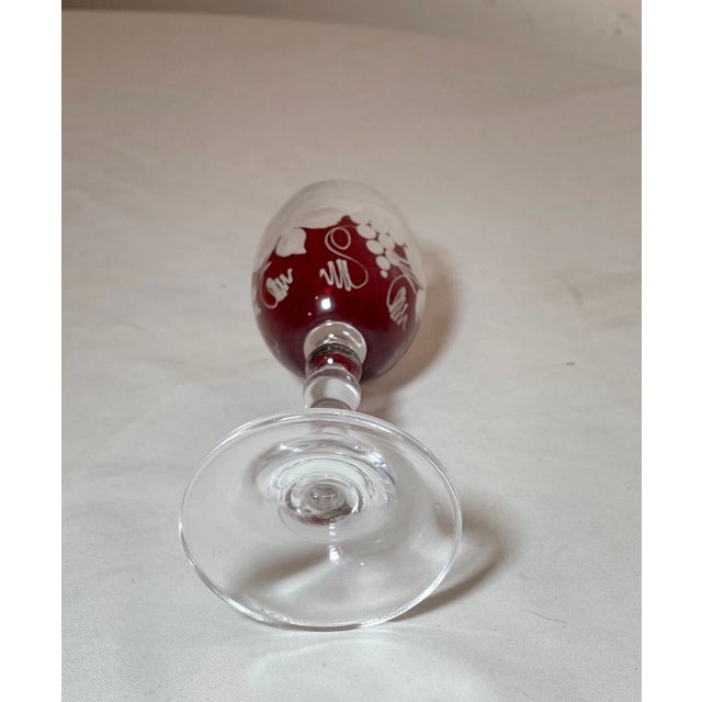 1940s Antique Cut to Clear Crystal Glass Shot Cordial Glasses W/ Stems -Set of Three For Sale - Image 10 of 10