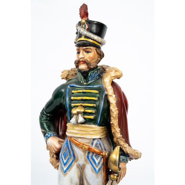 Antique 20th Century Polychrome Capodimonte Porcelain Sculptures Depicting Napoleonic Soldiers, Naples, Set of 3 For Sale - Image 3 of 9