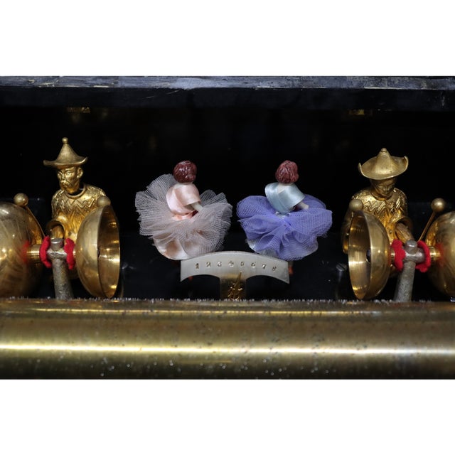 Brown Chinese Rosewood & Marquetry Inlay Figural Automaton Cylinder Music Box C1890 For Sale - Image 8 of 16