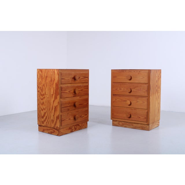 Mid-Century Modern Vintage Pinewood Chest of Drawers, 1970s, Set of 2 For Sale - Image 3 of 13