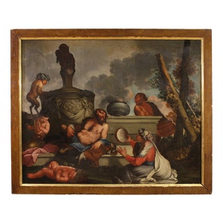 Great 17th Century Mythological Painting, Bacchanal, 1650, Oil on Canvas For Sale