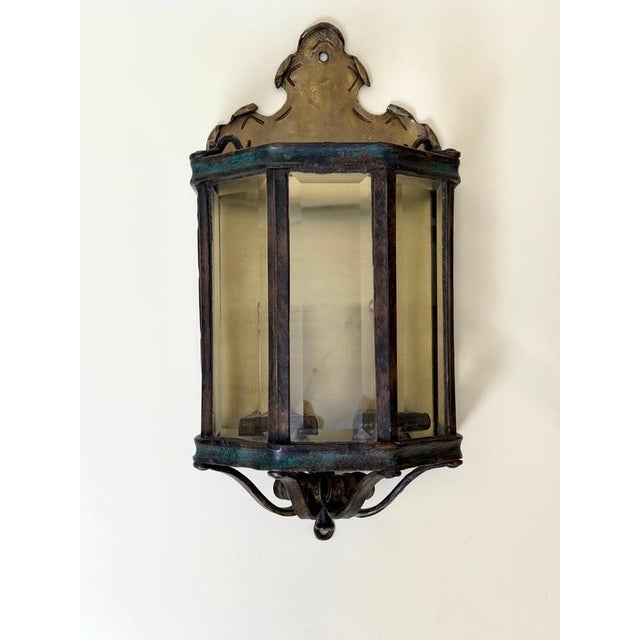 Louis XV Bronze Brass Wall Lanterns in Faceted Glass, Germany, 1970s, Set of 2 For Sale - Image 10 of 18