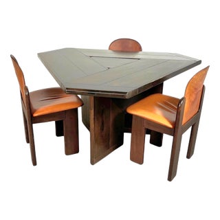 Mid-Century Modern Dining Table and Chairs by Silvio Coppola for Fratelli Montina, 1970s, Set of 4 For Sale