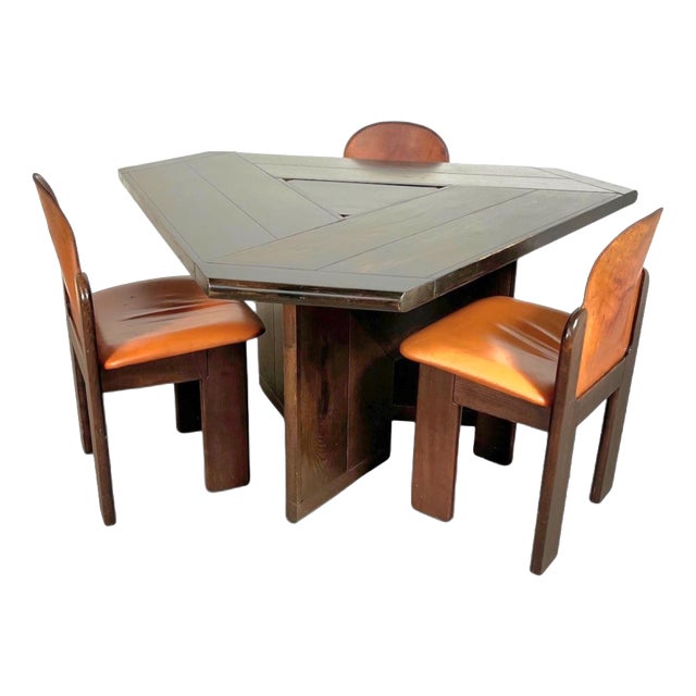 Mid-Century Modern Dining Table and Chairs by Silvio Coppola for Fratelli Montina, 1970s, Set of 4 For Sale