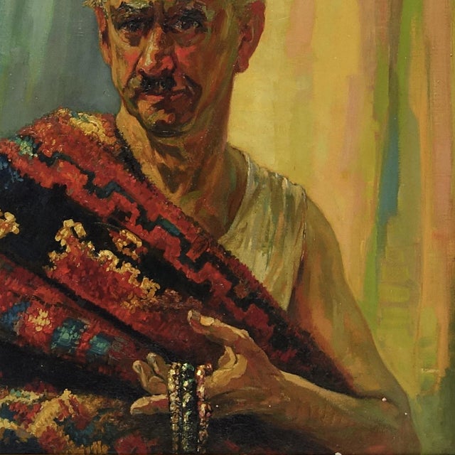 1930s Hein Froonen, Moroccan Seller of Kilims and Jewels, 1930s, Oil Painting For Sale - Image 5 of 14