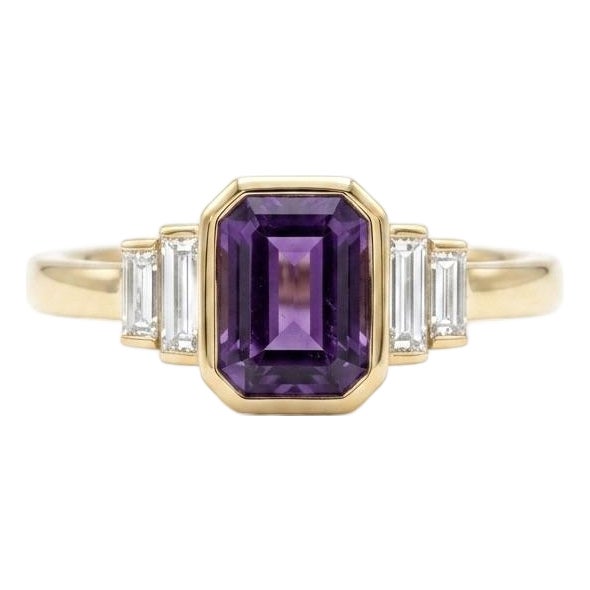 Purple Amethyst Gemstone Ring, Wedding Engagement Ring, February Birthstone Ring Us 7 For Sale