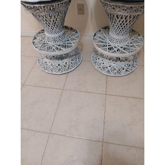 White Mid Century Modern Spun Fiberglass Swivel Stools White Set of 2 For Sale - Image 8 of 8