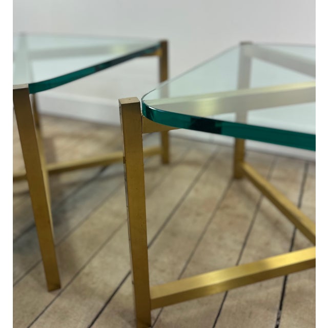 Mid-Century Modern Italian Brass and Glass Side Tables, 1970s, Set of 2 For Sale - Image 3 of 13