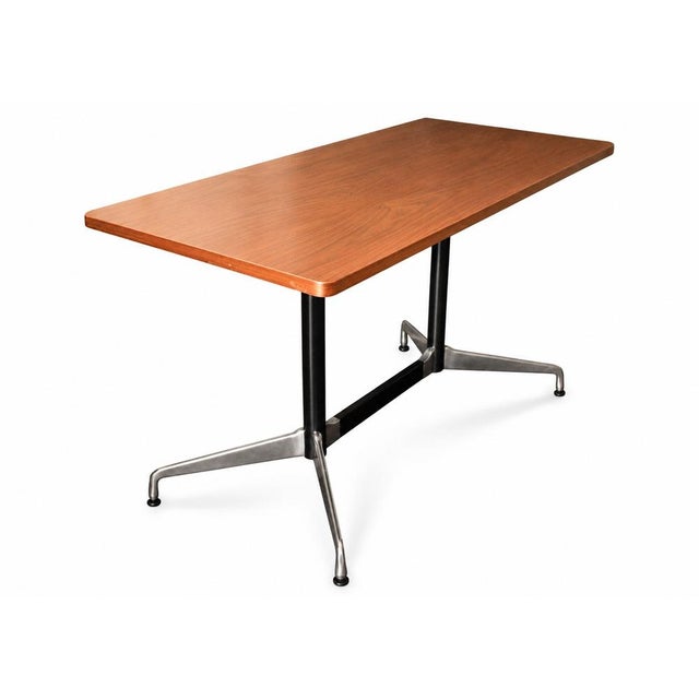 Early 21st Century Walnut & Steel Counter Height Table with Rectangular Top on Twin Supports by Charles & Ray Eames for Herman Miller, 1970s For Sale - Image 5 of 10