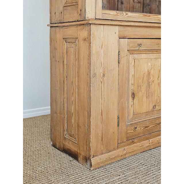 Grand Antique English Pine Cabinet With Glass Doors - Circa 1890 For Sale - Image 11 of 14