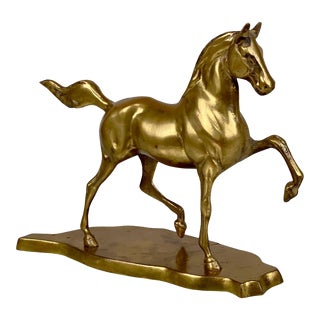 Vintage Traditional Brass Show Horse Ranch Equestrian Sculpture For Sale